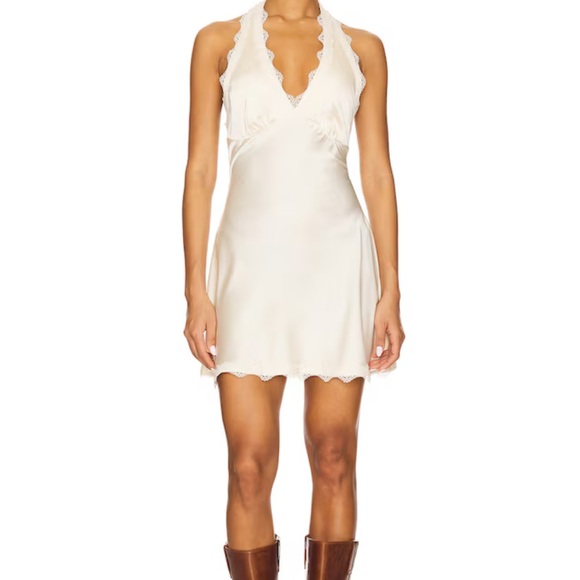 REVOLVE Other - Revolve Cream Lace-Trim Halter Slip Dress